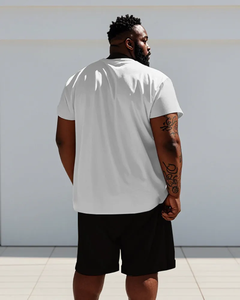 Men's Plus Size White Cross Butterfly Faith Letter Print Short Sleeve T-Shirt Shorts Suit sold by Biggmans product image thumbnail 4