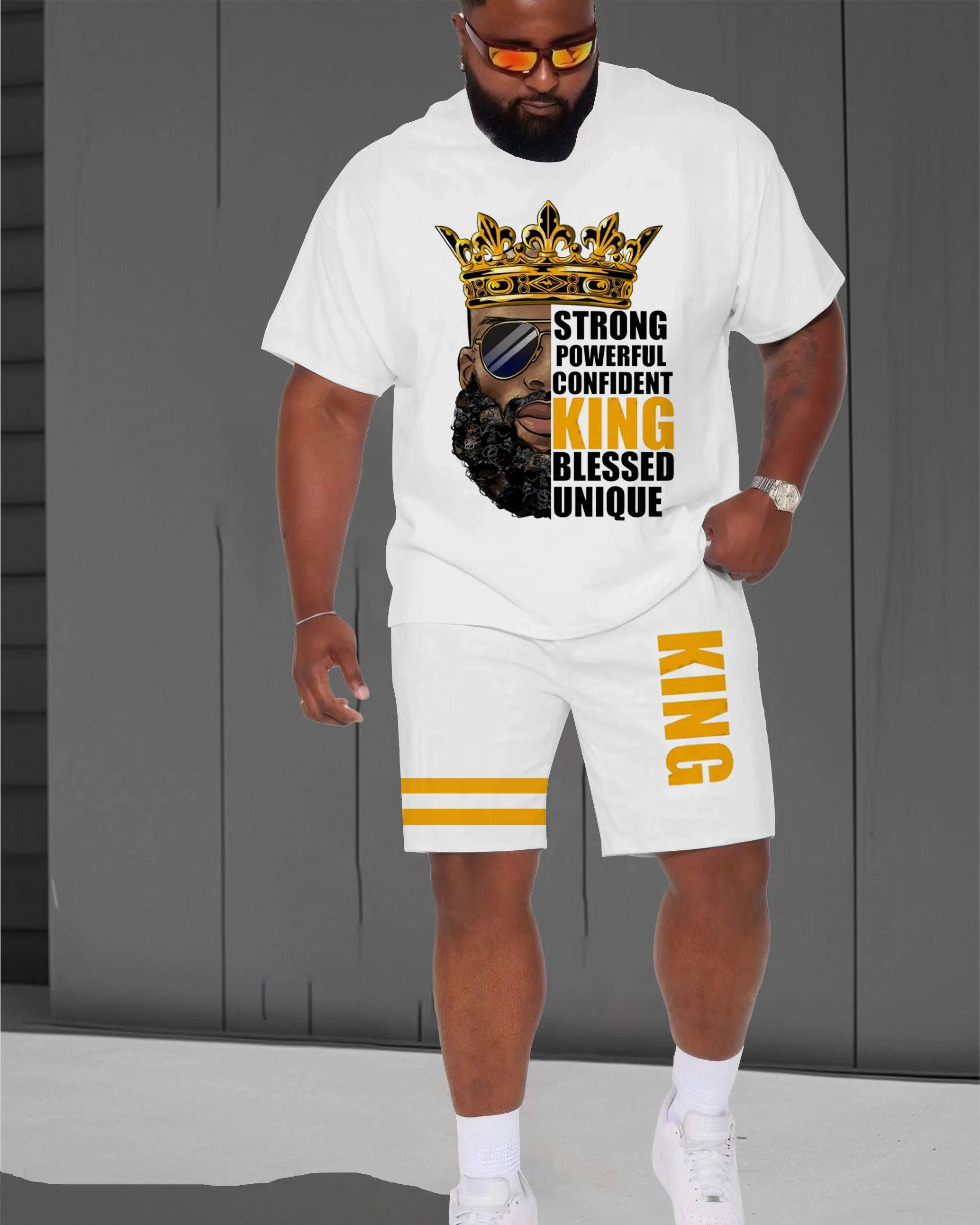 Men's Plus Size Black King Short Sleeve T-Shirt Shorts Suit sold by Biggmans