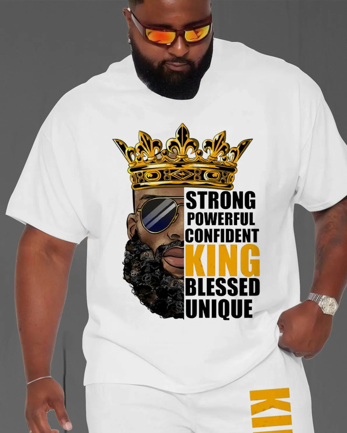 Men's Plus Size Black King Short Sleeve T-Shirt Shorts Suit sold by Biggmans product image thumbnail 2