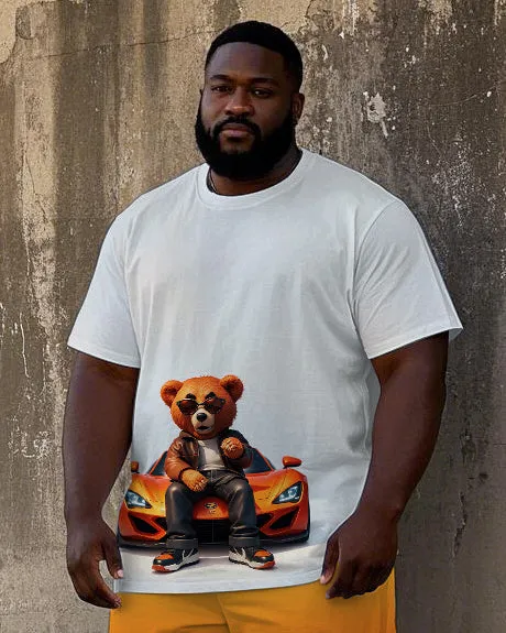 Big Men's Gradient Hip Hop GradientCartoon Cool Bear & Sports Car Printed Short Sleeve T-shirt Shorts Set sold by Biggmans product image thumbnail 2