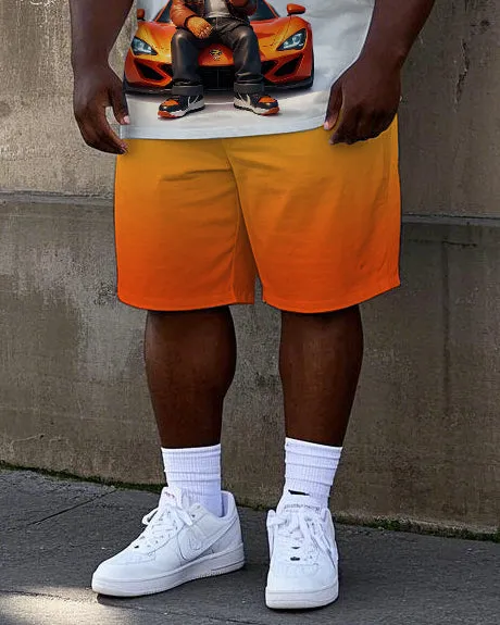 Big Men's Gradient Hip Hop GradientCartoon Cool Bear & Sports Car Printed Short Sleeve T-shirt Shorts Set sold by Biggmans product image thumbnail 3