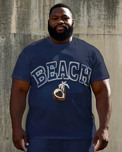 Men's Simple Letter BEACH Coconuts Printed Casual Big Size Short Sleeve T-shirt Shorts Set sold by Biggmans product image thumbnail 2