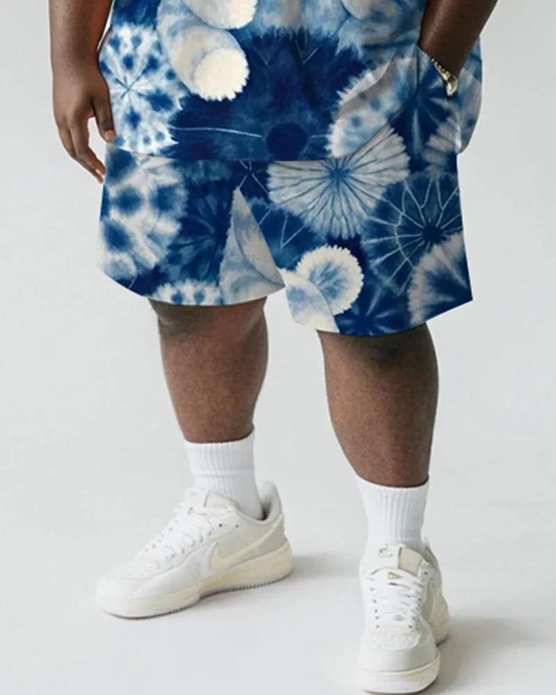 Men's Plus Size Blue Tie Dye Bear Print Short Sleeve T-Shirt Shorts Suit sold by Biggmans product image thumbnail 3