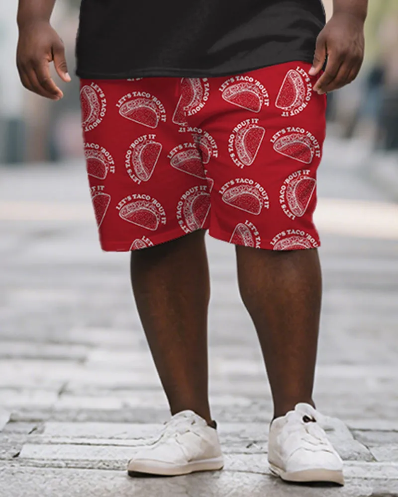 Men's Plus Size Color Let's Taco Bout It Letter Print Short Sleeve T-shirt Shorts Suit sold by Biggmans product image thumbnail 3