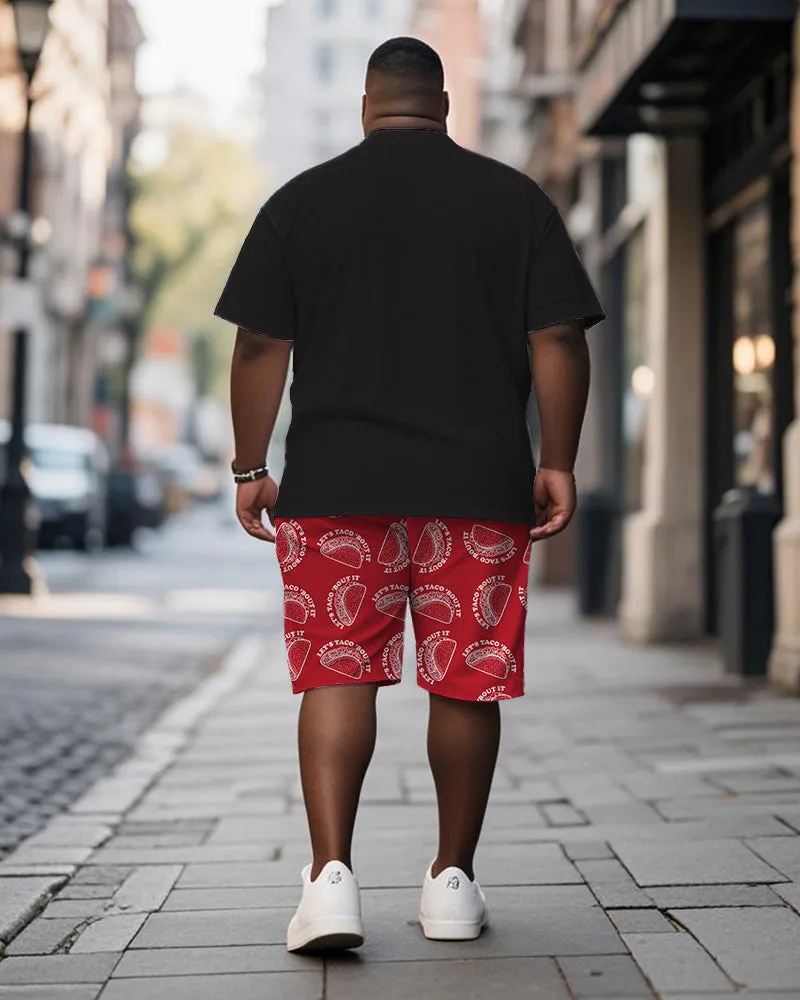 Men's Plus Size Color Let's Taco Bout It Letter Print Short Sleeve T-shirt Shorts Suit sold by Biggmans product image thumbnail 4
