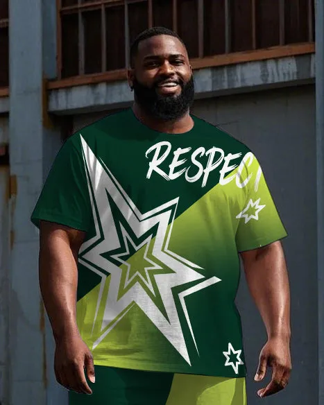Big Men's Outdoor RESPECT Start Printed Street Fashion Short Sleeve T-Shirt Shorts Set sold by Biggmans product image thumbnail 2