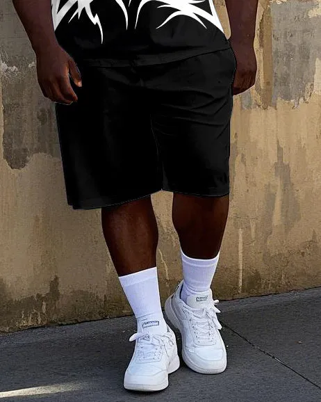 Big Men's Retro Geometric Pattern Printed Street Fashion Short Sleeve T-Shirt Shorts Set sold by Biggmans product image thumbnail 3