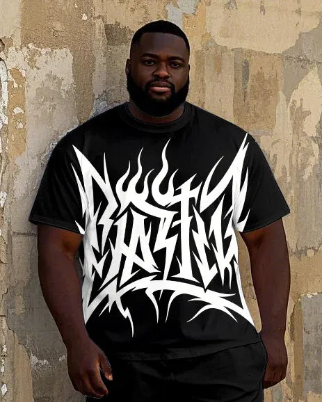 Big Men's Retro Geometric Pattern Printed Street Fashion Short Sleeve T-Shirt Shorts Set sold by Biggmans product image thumbnail 2