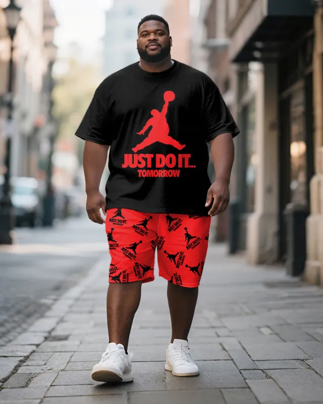 Men's Plus Size Black Fat Man Fun Text Print Short Sleeve T-Shirt Shorts Suit sold by Biggmans