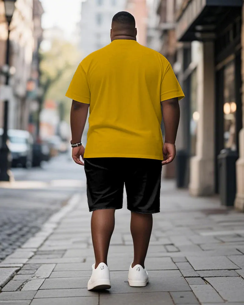 Men's Plus Size Black And Yellow Skull Print Short-sleeved T-shirt Shorts Suit sold by Biggmans product image thumbnail 4