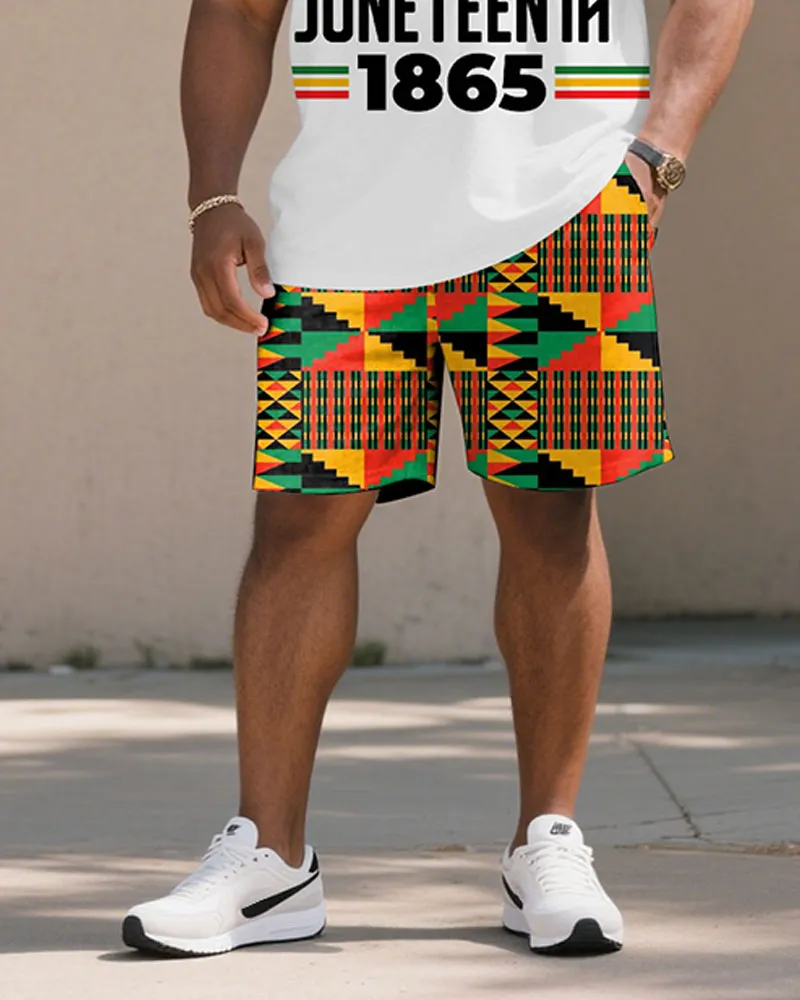 Men's Plus Size June Day Rise & Peace Print Short Sleeve T-Shirt Shorts Suit sold by Biggmans product image thumbnail 3