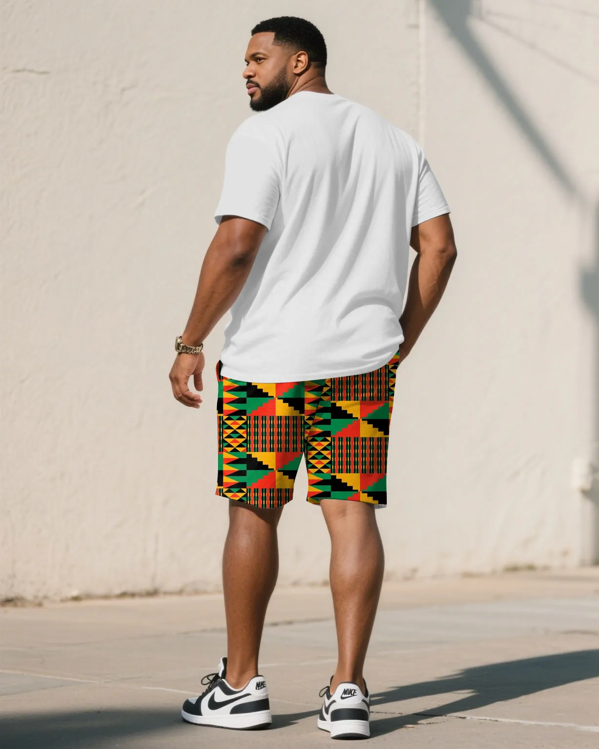 Men's Plus Size June Day Rise & Peace Print Short Sleeve T-Shirt Shorts Suit sold by Biggmans product image thumbnail 4