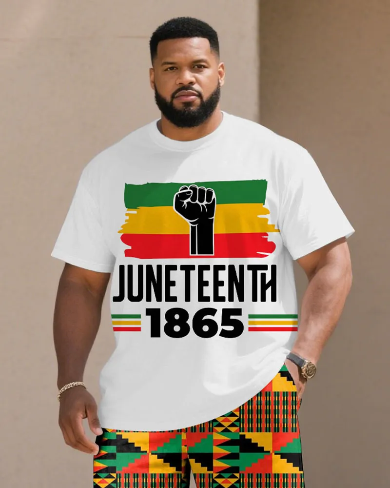 Men's Plus Size June Day Rise & Peace Print Short Sleeve T-Shirt Shorts Suit sold by Biggmans product image thumbnail 2