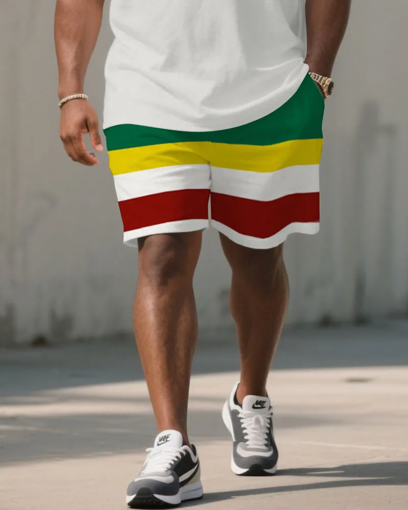 Men's Plus Size June Day Classic Teeth Buy Striped Short Sleeve T-Shirt Shorts Suit sold by Biggmans product image thumbnail 3