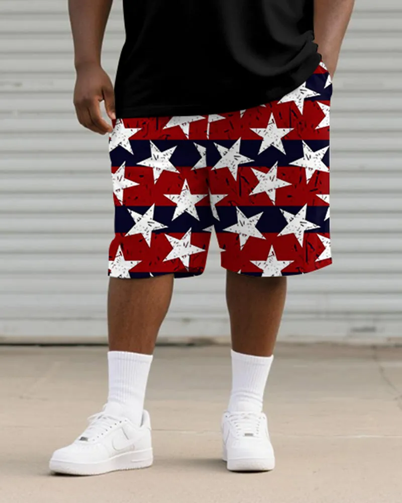 Men's Plus Size Independence Day1776 Star Print Round Neck Short Sleeve T-shirt Shorts Suit sold by Biggmans product image thumbnail 3