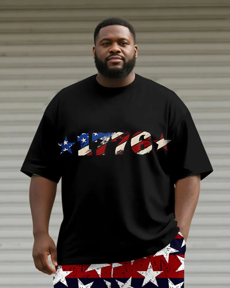 Men's Plus Size Independence Day1776 Star Print Round Neck Short Sleeve T-shirt Shorts Suit sold by Biggmans product image thumbnail 2