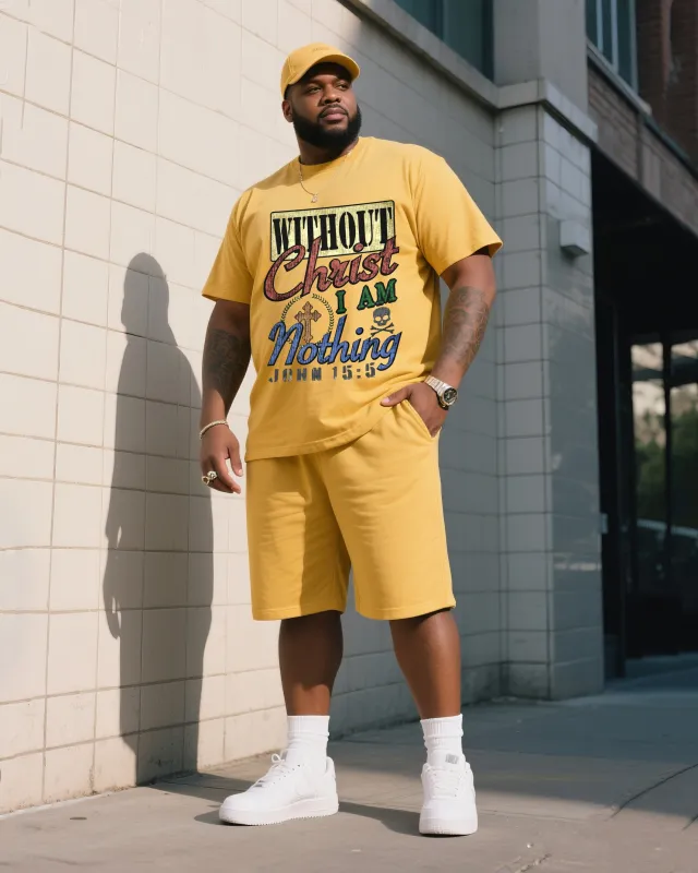 Big Man's Daily Casual Faith John Gospel Print Short Sleeve T-Shirt Shorts Suit sold by Biggmans