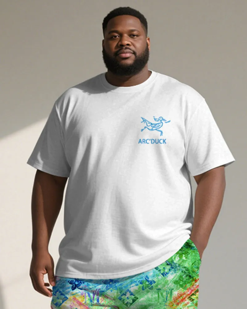 Big & Tall Men's Gradient Geometric Curved Duckling Print Crewneck Short-sleeved T-shirt Shorts Suit sold by Biggmans product image thumbnail 2