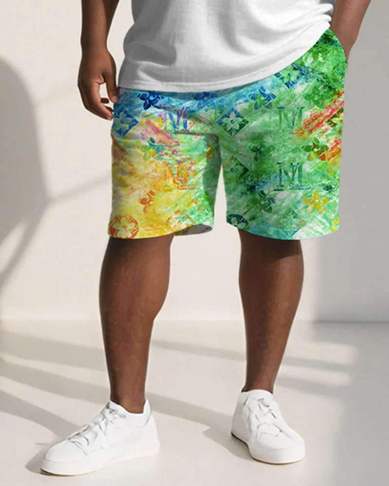 Big & Tall Men's Gradient Geometric Curved Duckling Print Crewneck Short-sleeved T-shirt Shorts Suit sold by Biggmans product image thumbnail 3