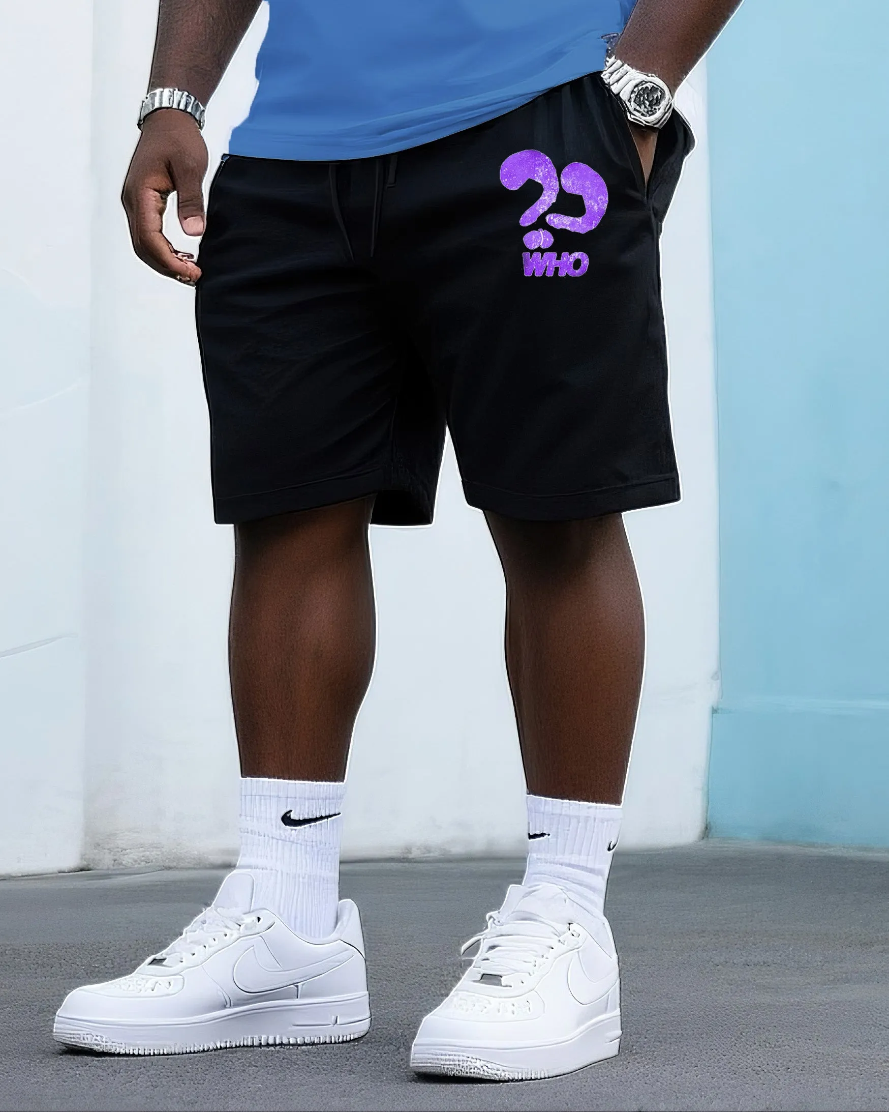 Big & Tall Men's Gradient Question Mark Round Neck T-shirt Shorts Suit sold by Biggmans product image thumbnail 3