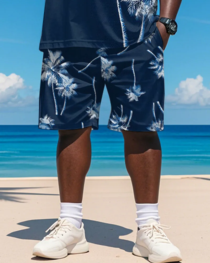 Big & Tall Men's Hawaiian Blue Coconut Print Round Neck Short Sleeve T-Shirt Shorts Suit sold by Biggmans product image thumbnail 3