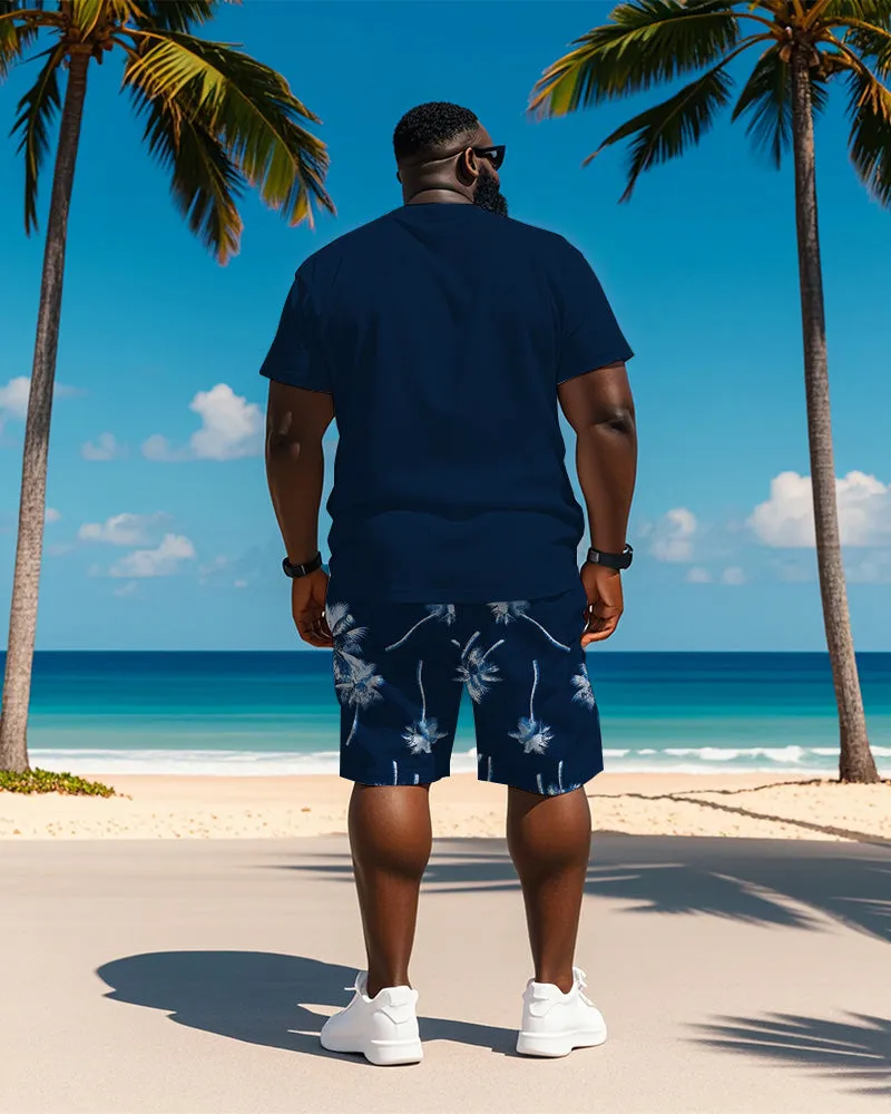 Big & Tall Men's Hawaiian Blue Coconut Print Round Neck Short Sleeve T-Shirt Shorts Suit sold by Biggmans product image thumbnail 4