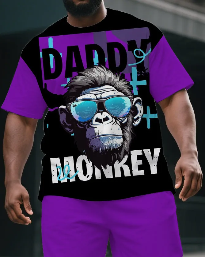 Big & Tall Men's Cool Gorillas DADDY MONKEY Print Casual Short-Sleeved T-shirt and Short Set sold by Biggmans product image thumbnail 2