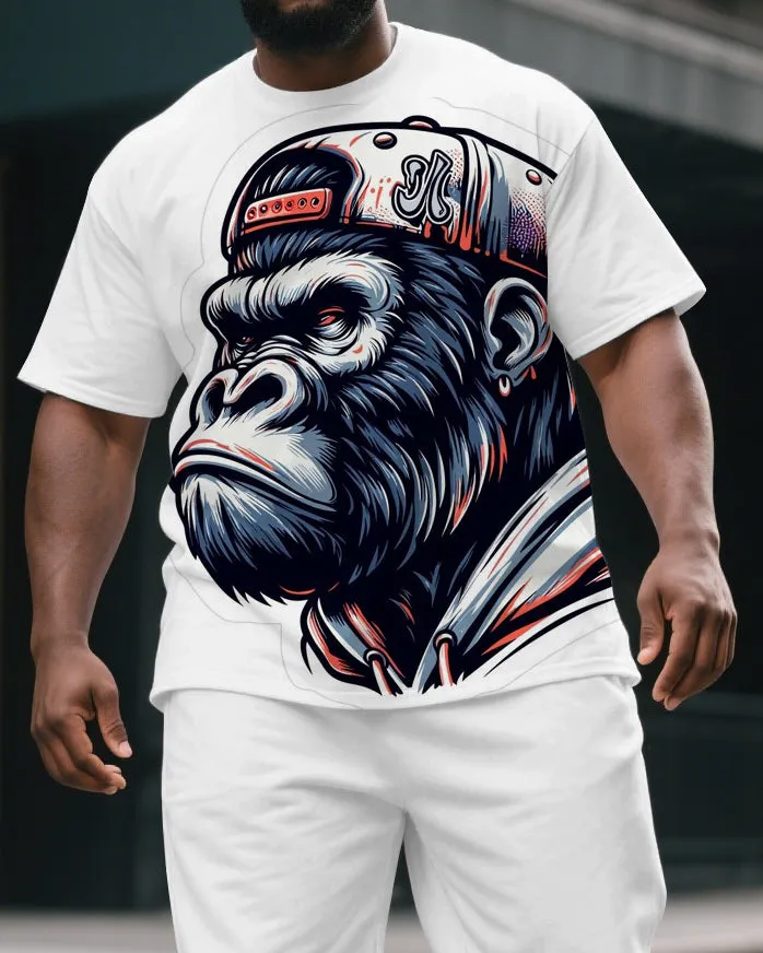 Men's Cool Gorillas Silhouette Print Big & Tall Laid-back Short-Sleeve T-shirt & Short Set sold by Biggmans product image thumbnail 2