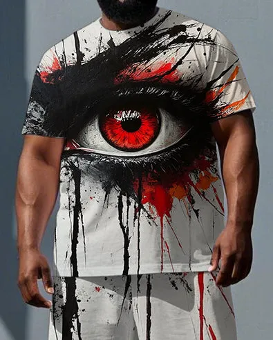 Big & Tall Men's Hip Hop Bleeding Eye Print Casual Short-Sleeve T-shirt and Shorts Set sold by Biggmans product image thumbnail 2