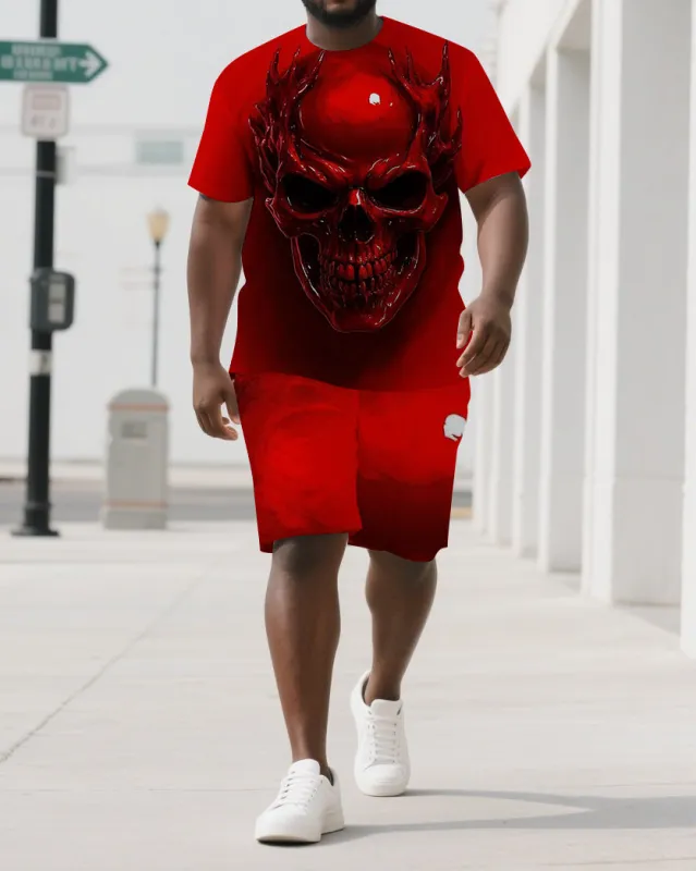 Rise Bold with Skull Flame Men's Skeleton Style Big & Tall Short Sleeve T-shirt 2-Piece Short Set sold by Biggmans