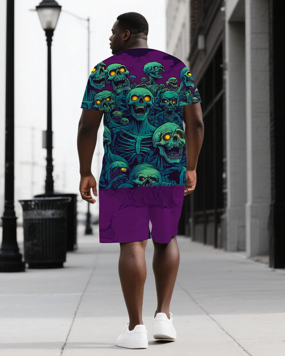 Strength In Every Skeleton Men's Roaring Skeleton Print Big & Tall Short Sleeve T-shirt and Shorts Set sold by Biggmans