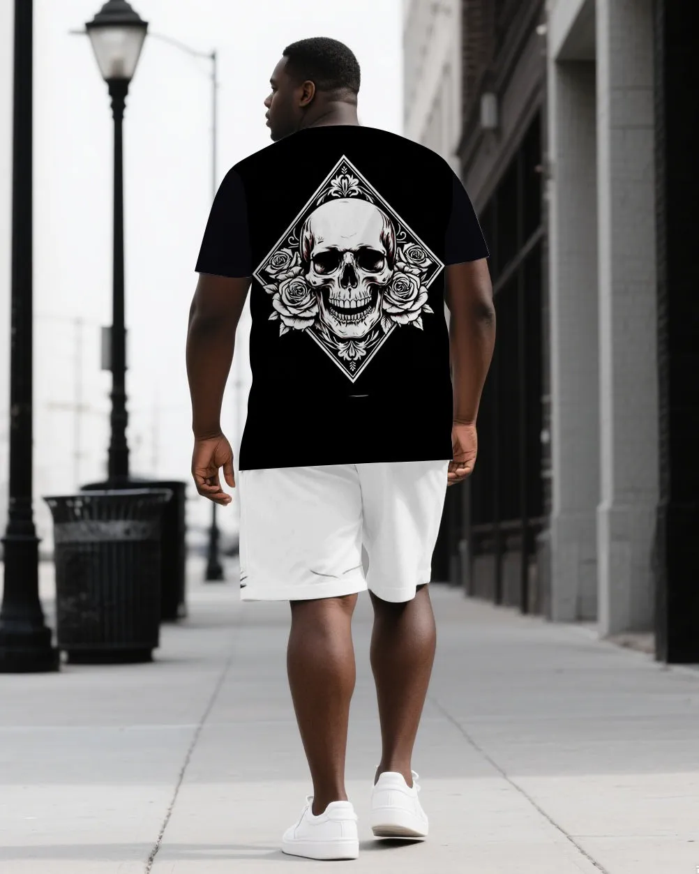 Romance Till Death Casual Big & Tall Men's Skull Back Print Short Sleeve T-shirt 2-Piece Set sold by Biggmans