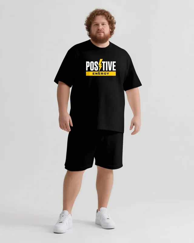 Move with Positive Energy Men's Big and Tall Simple Lettering Short Sleeve T-shirt Shorts Set sold by Biggmans