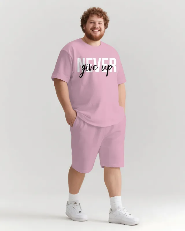 Never Give Up On Yourself Men's Big and Tall Simple Lettering Short Sleeve T-shirt Shorts Set sold by Biggmans