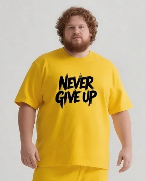 Never Give Up It’s Not The End Men's Big and Tall Simple Lettering Short Sleeve T-shirt Shorts Set sold by Biggmans product image thumbnail 4