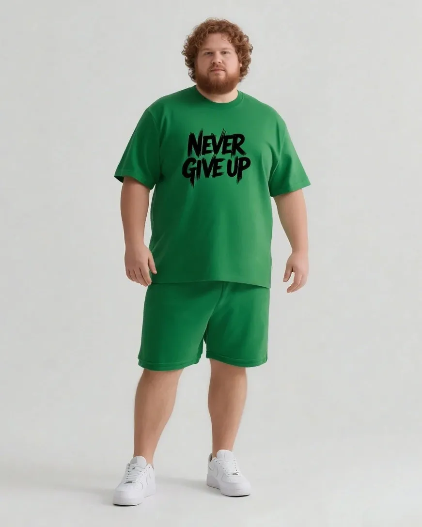 Never Give Up It’s Not The End Men's Big and Tall Simple Lettering Short Sleeve T-shirt Shorts Set sold by Biggmans product image thumbnail 5
