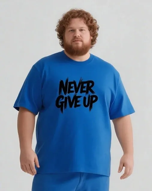 Never Give Up It’s Not The End Men's Big and Tall Simple Lettering Short Sleeve T-shirt Shorts Set sold by Biggmans product image thumbnail 2