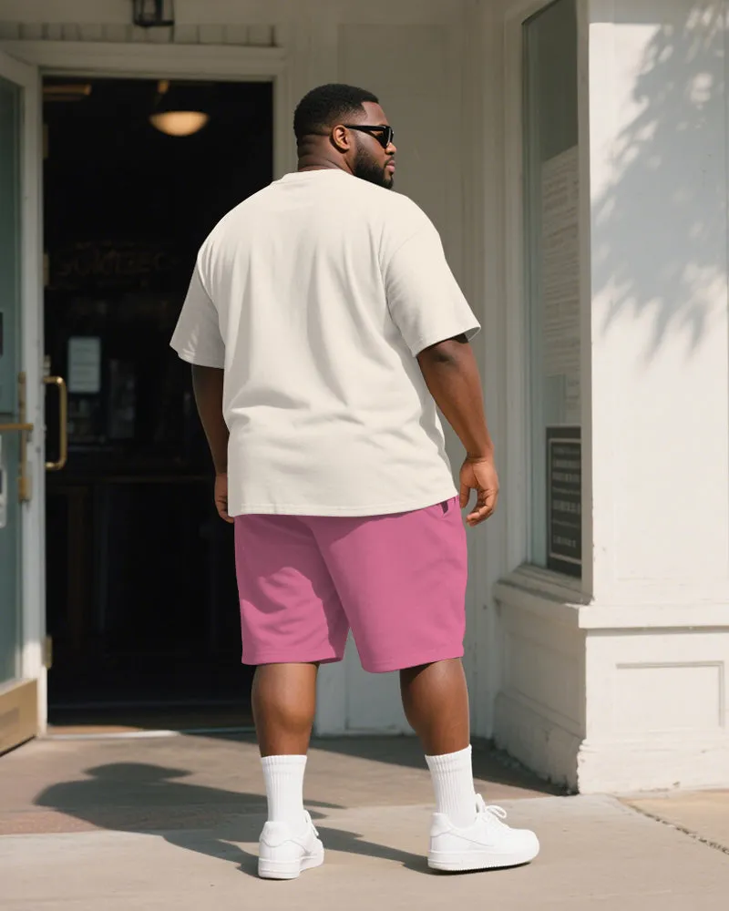 Big & Tall Men's Pink Rabbit Graffiti Print Round Neck Short Sleeve T-Shirt Shorts Suit sold by Biggmans product image thumbnail 4