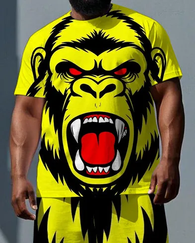 Big & Tall Men's Roaring Gorillas Printed Casual Short Sleeve T-shirt and Short Set sold by Biggmans product image thumbnail 2