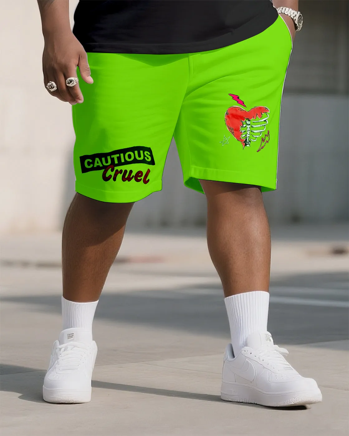 Big & Tall Men's Street Fashion ALL OR NOTHING Skull Print Crewneck T-Shirt Shorts Suit sold by Biggmans product image thumbnail 3