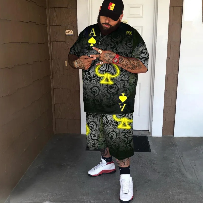 Plus Size Men's Black Pattern Poker A Set sold by Biggmans