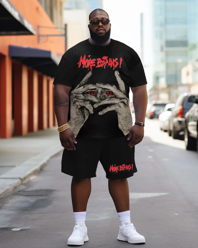 Men's Personalized Flame Skeleton Skull Poker Large Size Contrasting Color T-Shirt Shorts Suit sold by Biggmans