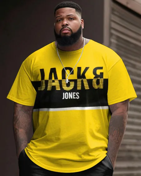 Men's Large Size Simple Letter Stitching Sports Style T-shirt & Shorts Set sold by Biggmans product image thumbnail 2