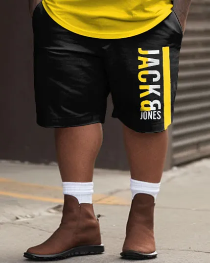 Men's Large Size Simple Letter Stitching Sports Style T-shirt & Shorts Set sold by Biggmans product image thumbnail 3