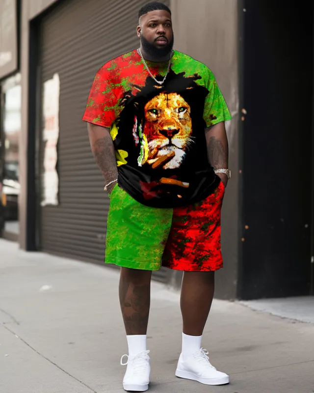 Street Cartoon Red And Green Block Printed Large Men's Suit sold by Biggmans