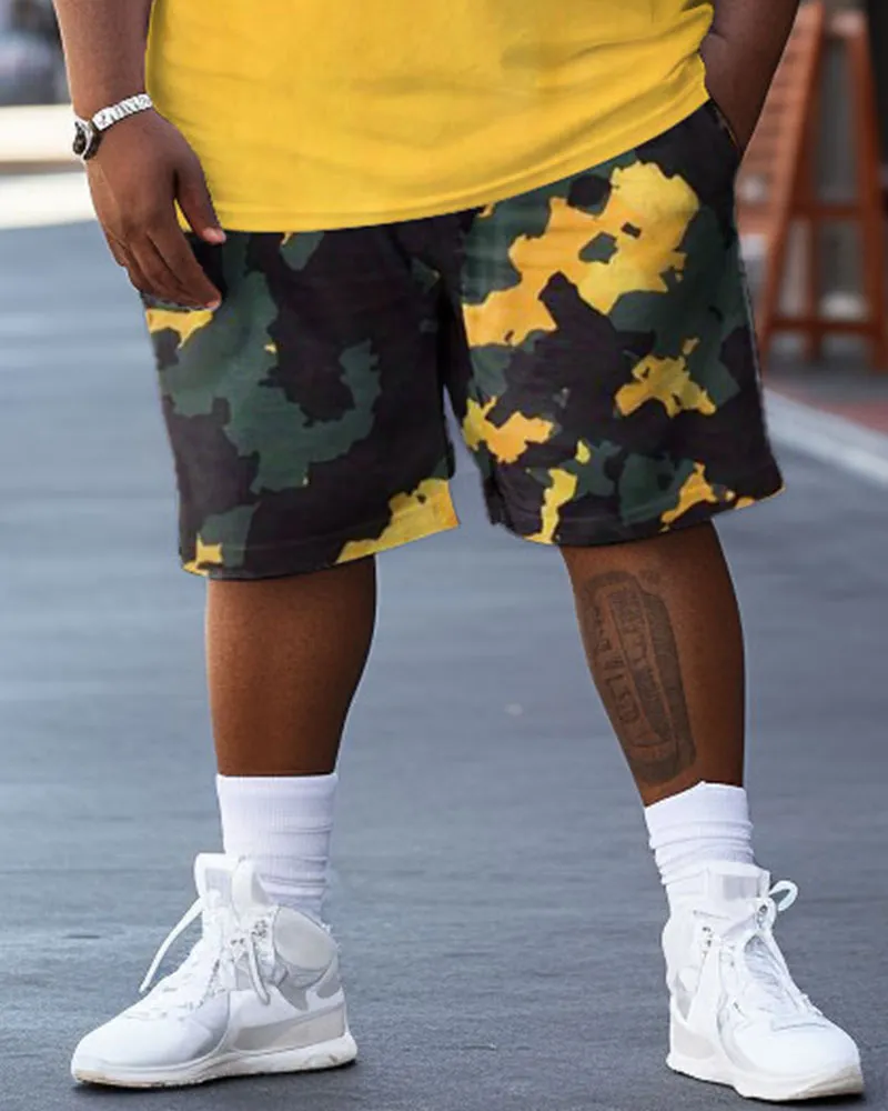 Men's Plus Size Street Hello Girl Color Block Graffiti Short Sleeve Shorts Set sold by Biggmans product image thumbnail 3