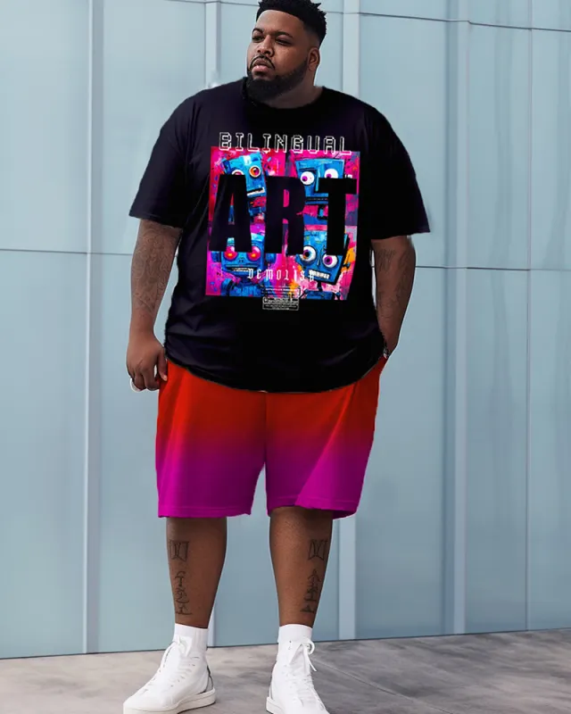 Street ART Printed Gradient Shorts Short Sleeved Oversized Men's Set sold by Biggmans