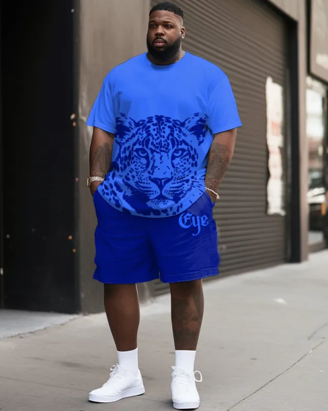 Men's Plus Size Same Color Animal Leopard Print T-Shirt Shorts Suit sold by Biggmans