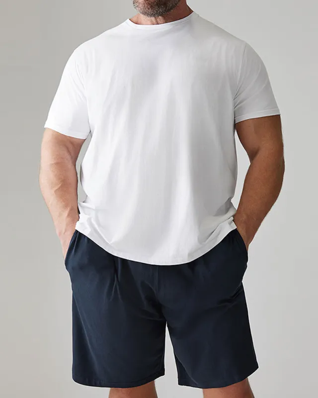 100% Cotton-White & Royal Blue Suit Short Sleeve T-Shirt Shorts Suit Men's Plus Size sold by Biggmans