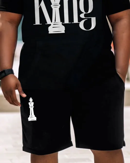 Men's Plus Size Black King Print Short Sleeve T-Shirt Shorts Suit sold by Biggmans product image thumbnail 3
